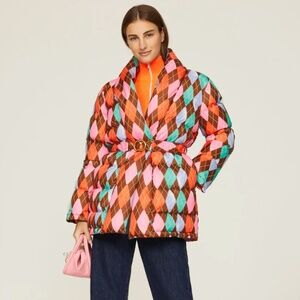 Rachel Antonoff Multicolor Argyle Puffer Jacket